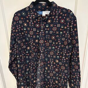 Old Navy Floral Patterned Shirt - Black and Red
